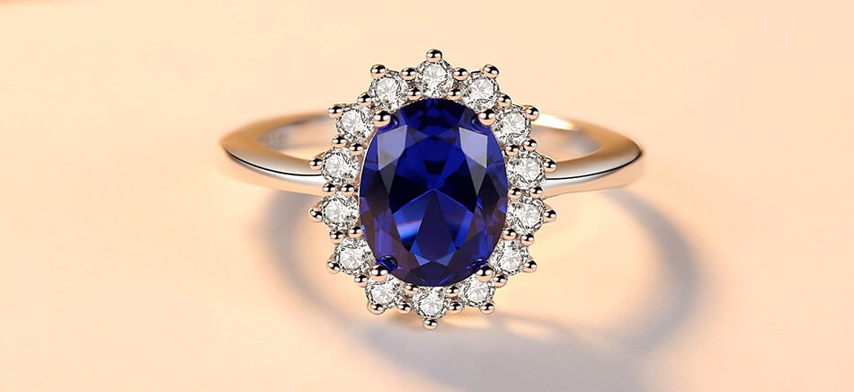Princess Diana Ring Lab Grown Blue Sapphire Rings 7