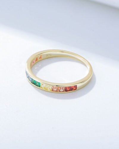 Alternative view of Rainbow Eternity Rings Colorful Cubic Zirconia 925 Sterling Silver