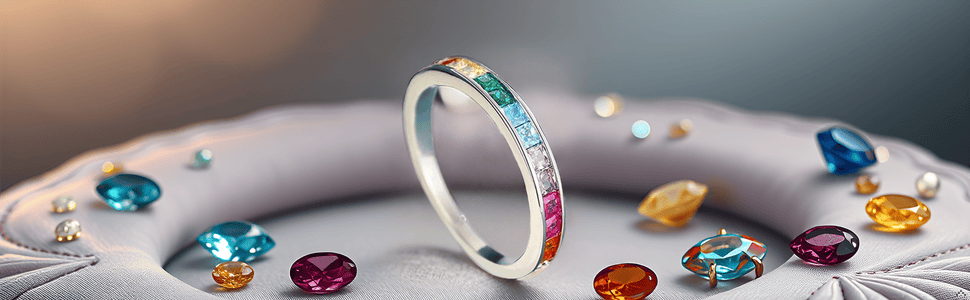 Rainbow Eternity Rings