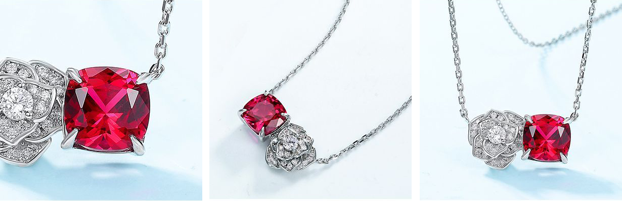 Rose Lab Grown Ruby Necklace July Birthstone 1