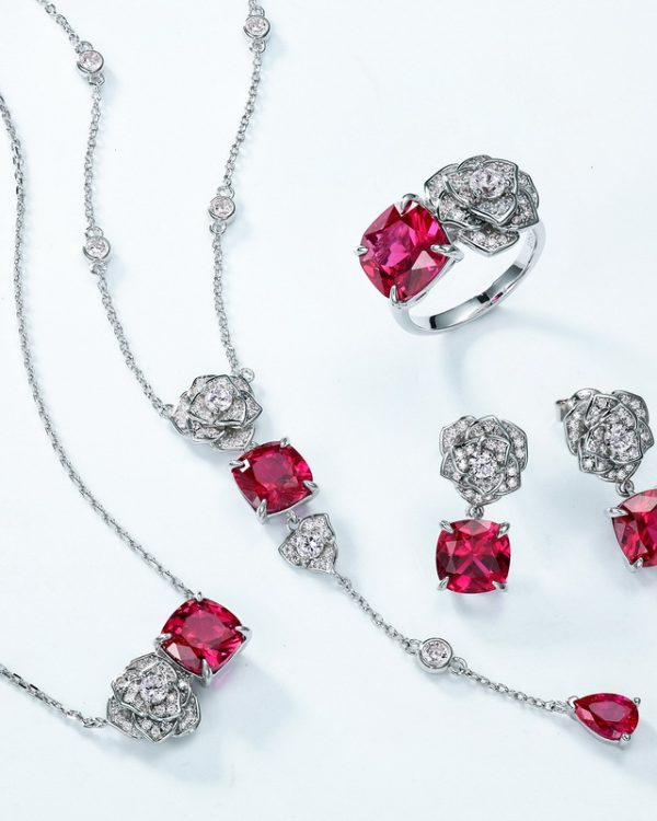 Rose Lab Grown Ruby Necklace July Birthstone 3