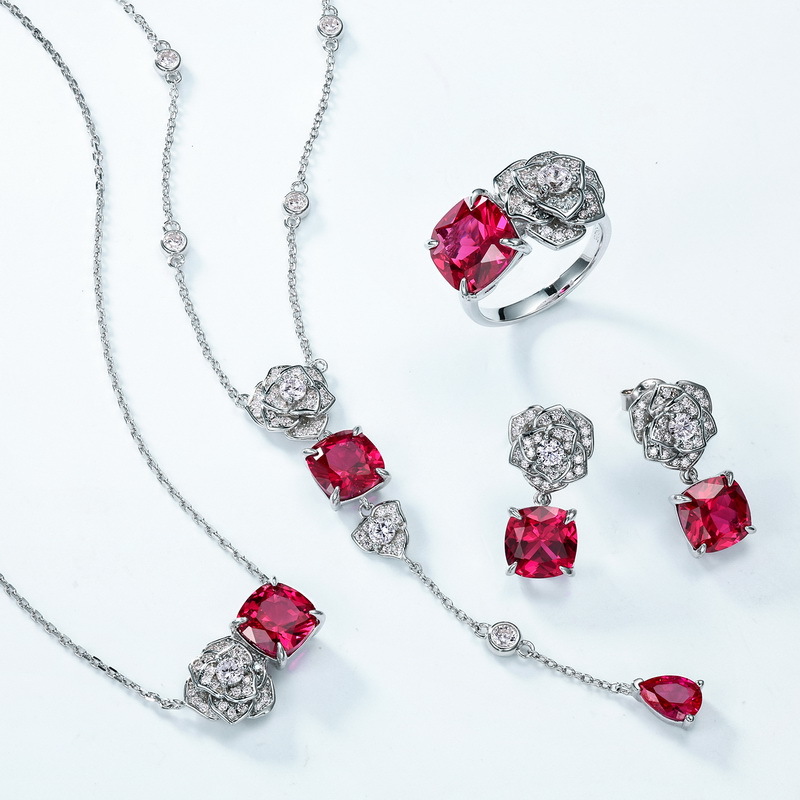 Rose Lab Grown Ruby Necklace July Birthstone 3