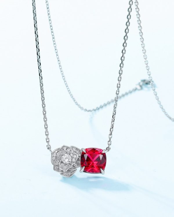 Rose Lab Grown Ruby Necklace July Birthstone 4