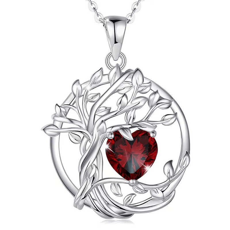 S925 Tree of Life Birthstone Necklace Anniversary Jewelry