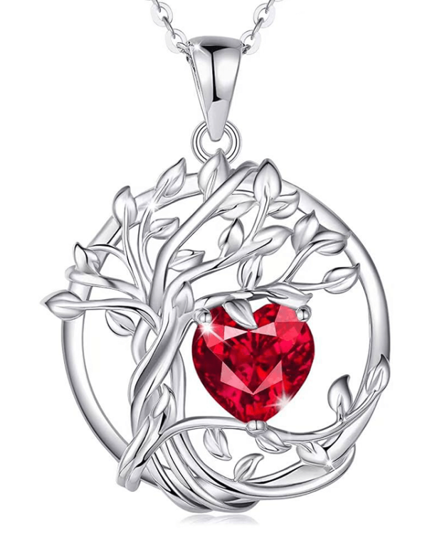 S925 Silver Tree of Life Birthstone Necklace Anniversary Jewelry