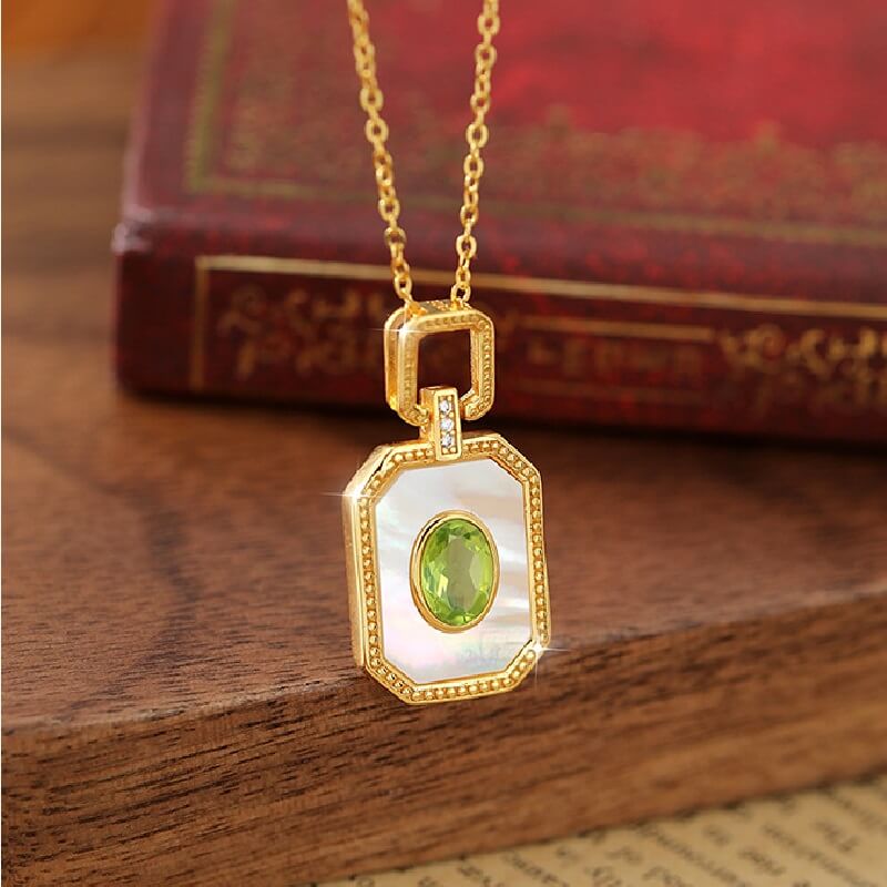 S925 Natural Crystal Necklace White Mother of Pearl Pendant 1