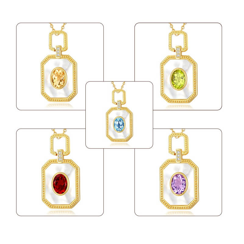 S925 Natural Crystal Necklace White Mother of Pearl Pendant - Image 3