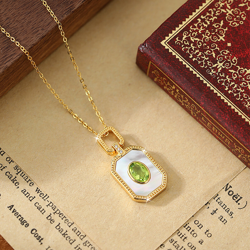 S925 Natural Crystal Necklace White Mother of Pearl Pendant 3