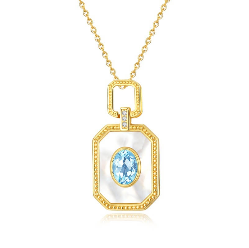 S925 Natural Crystal Necklace White Mother of Pearl Pendant 4