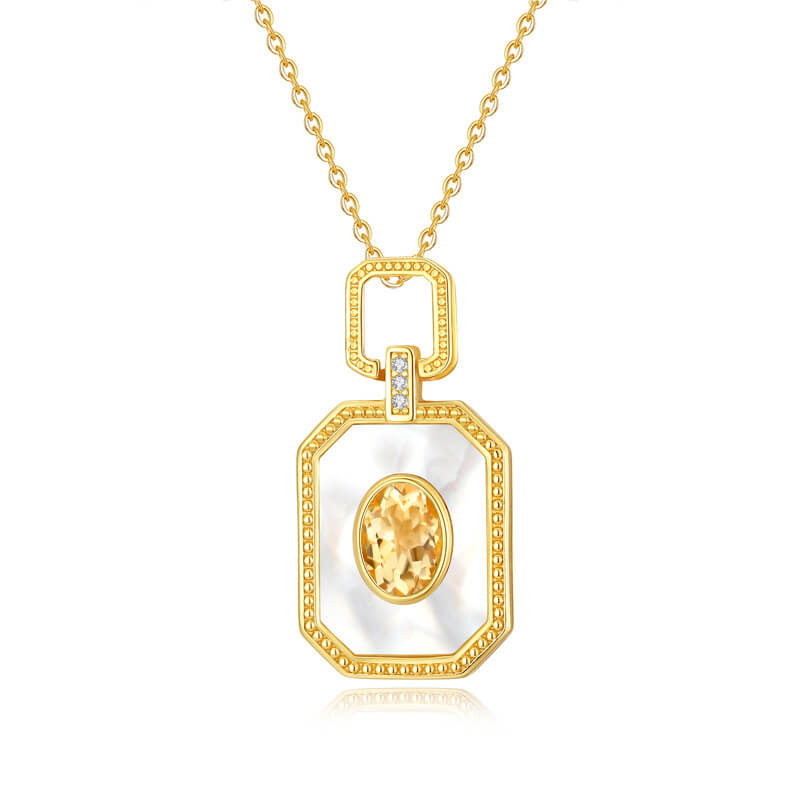 S925 Natural Crystal Necklace White Mother of Pearl Pendant 6