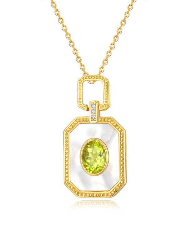 S925 Natural Crystal Necklace White Mother of Pearl Pendant 8