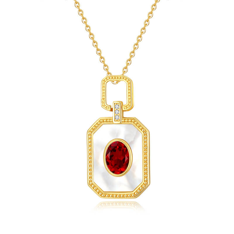 S925 Natural Crystal Necklace White Mother of Pearl Pendant 9