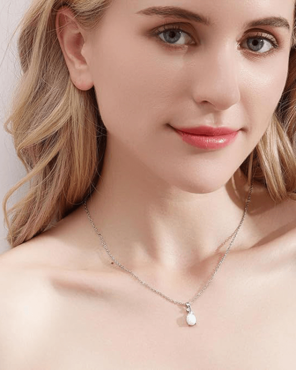 Alternative view of S925 Opal Pendant Necklace Oval Crystal Jewelry for Women