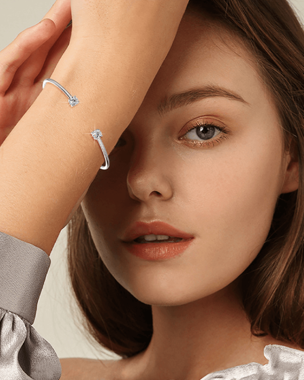 Alternative view of S925 Silver Cuff Bracelet Bangle with 1CT Moissanite