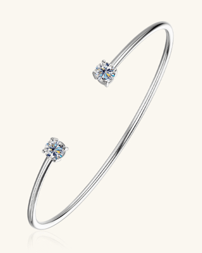 S925 Silver Cuff Bracelet Bangle with 1CT Moissanite