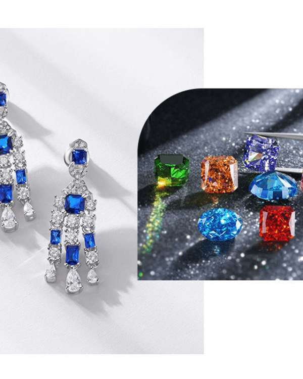 S925 silver Sapphire Long Earrings With High carbon Diamonds 1