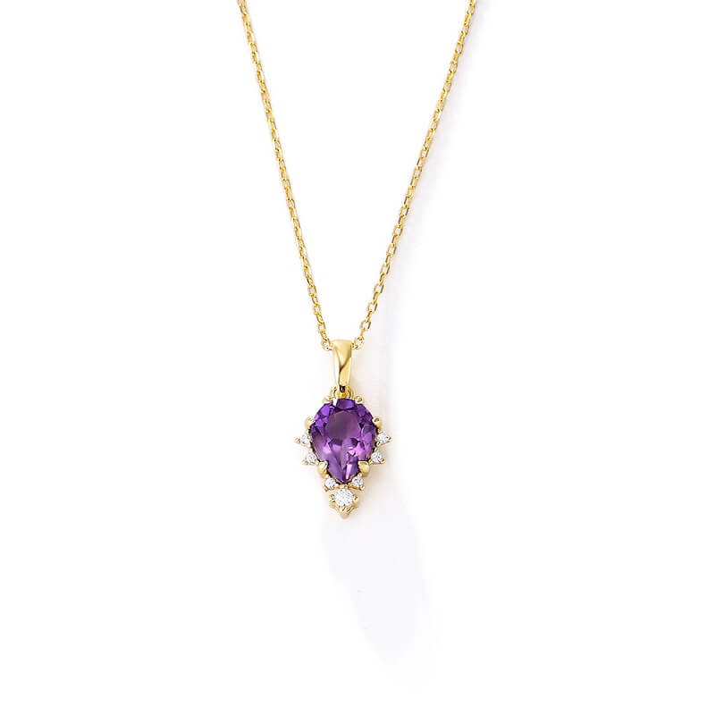 Teardrop Amethyst Birthstone Necklace for Women Sterling Silver Chain - Image 6