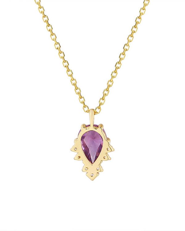 Teardrop Amethyst Birthstone Necklace for Women Sterling Silver Chain 5