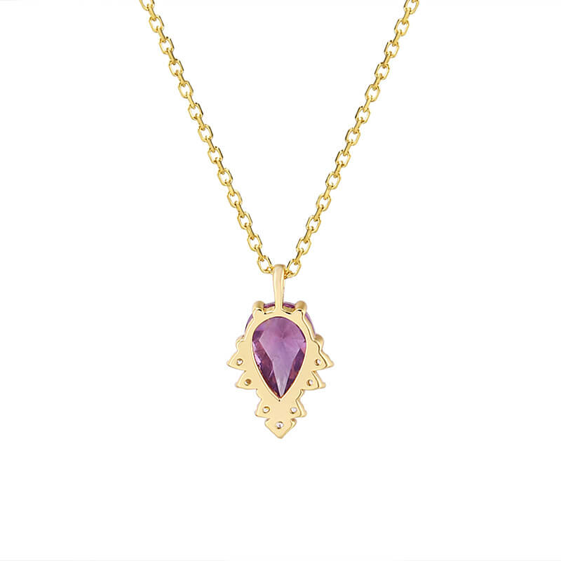 Teardrop Amethyst Birthstone Necklace for Women Sterling Silver Chain - Image 7