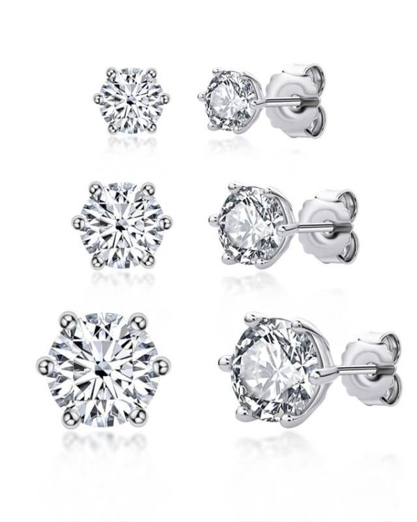 VVS1 Clarity Round Moissanite Earrings Studs 18K Jewelry 1
