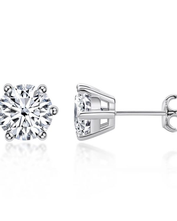 VVS1 Clarity Round Moissanite Earrings Studs 18K Jewelry 2