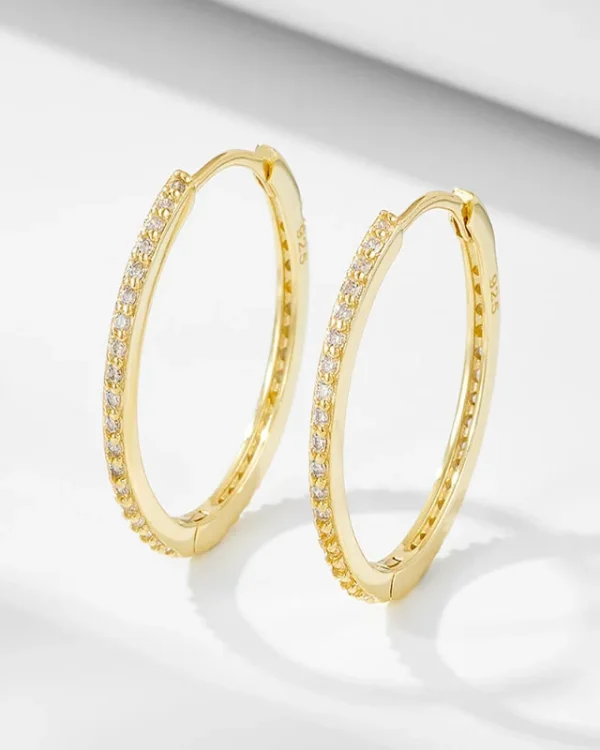 925 Sterling Silver Round Cubic Zirconia Huggie Hoops Earring