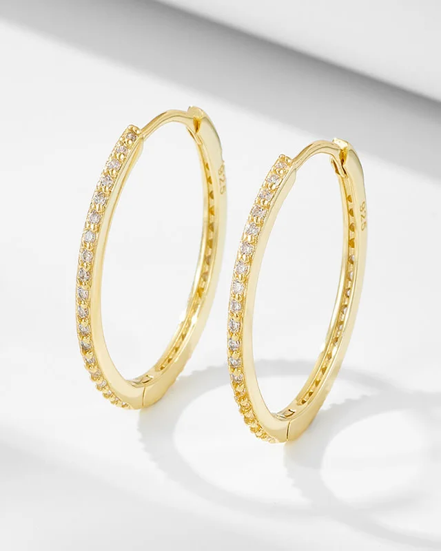 925 Sterling Silver Round Cubic Zirconia Huggie Hoops Earring