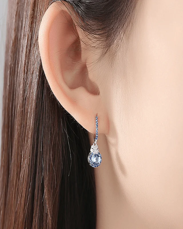 Alternative view of Drop Dangle Sapphire Earrings London Series Jewelry
