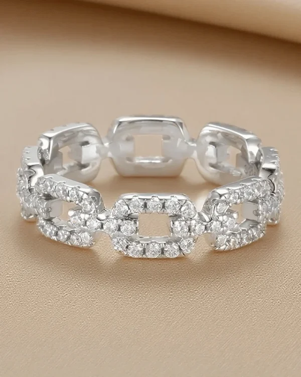 Half Eternity Twist Chain Ring 925 Sterling Silver Wedding Band