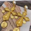 Pray Gold Plated Vintage Cross Earrings