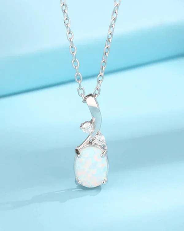 S925 Opal Pendant Necklace Oval Crystal Jewelry for Women