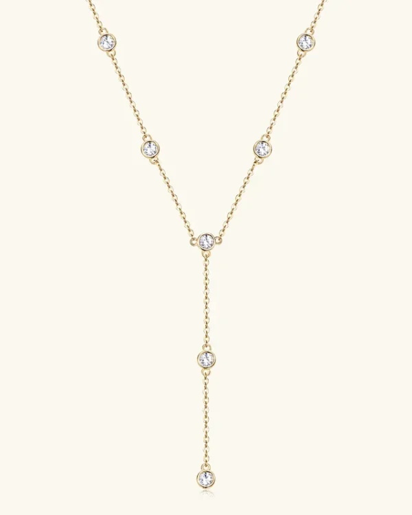 Lariat Drop Y necklace S925 Pendant Choker With Moissanite Stones