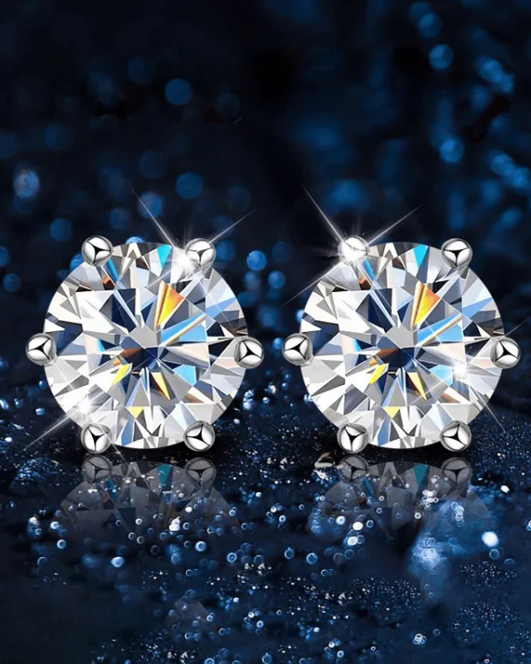 VVS1 Clarity Round Moissanite Studs 18K Plated Earrings Jewelry
