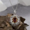 Natural Gemstone Necklace Oval Birthstone Pendant