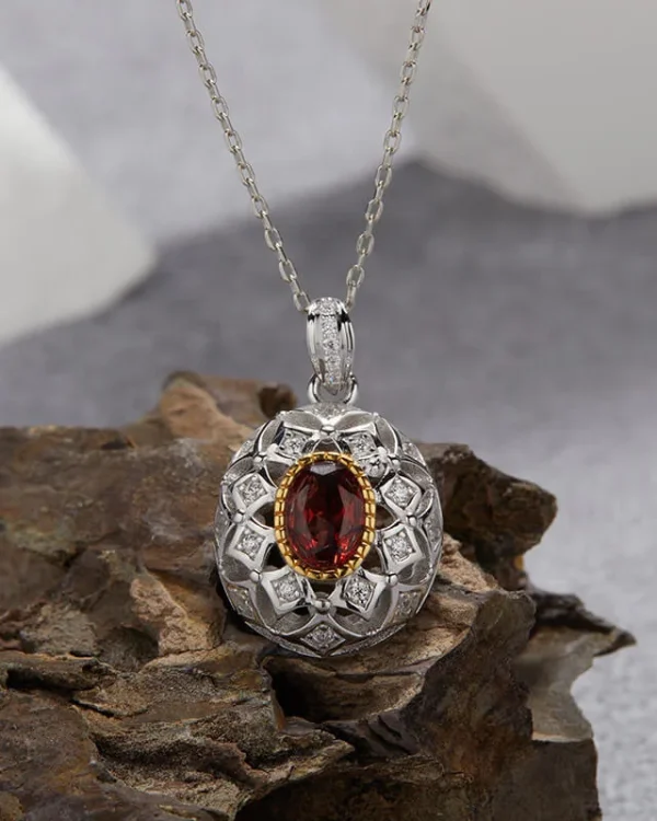 Natural Gemstone Necklace Oval Birthstone Pendant
