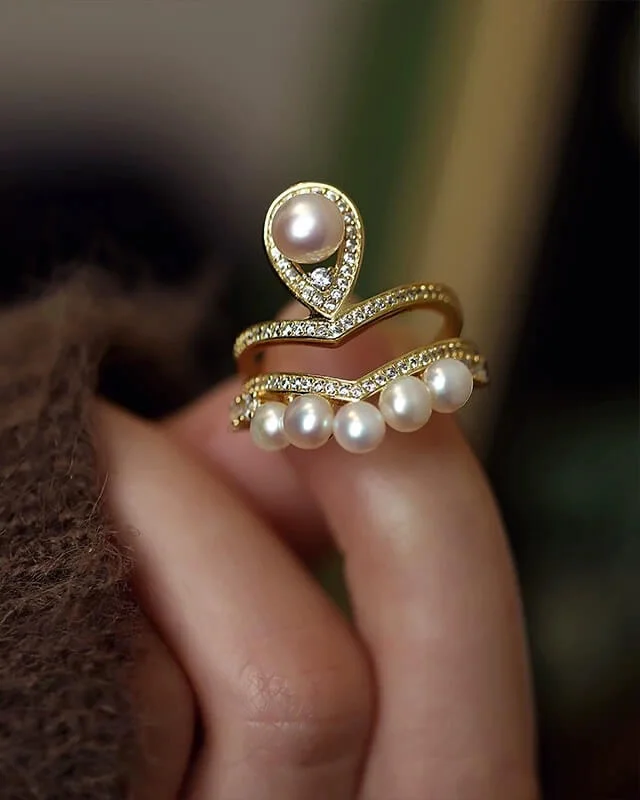 Princess Crown Ring Sterling Silver Pearl