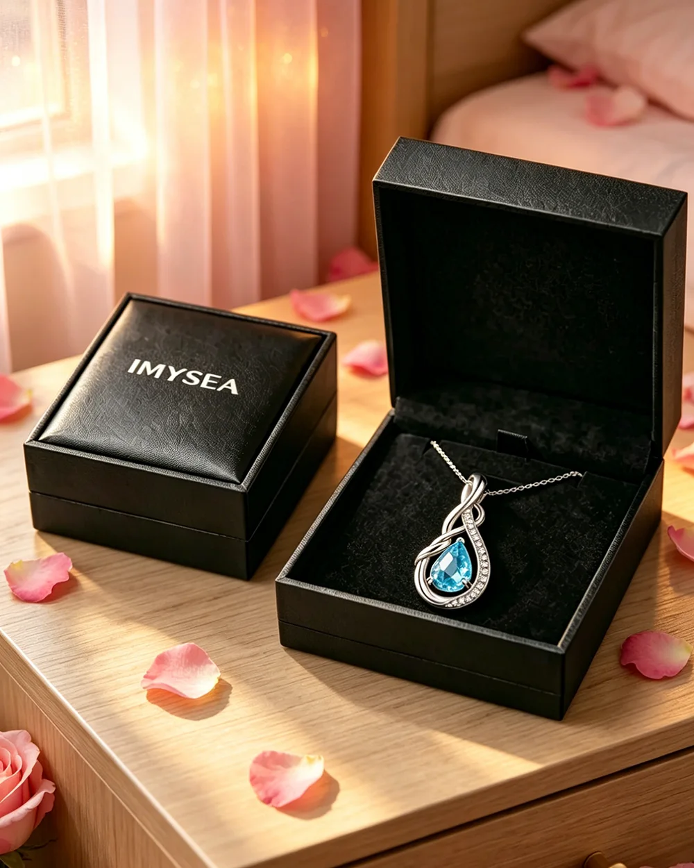 Infinity Teardrop Pendant Necklace S925 Silver Birthstone Jewelry - Image 3