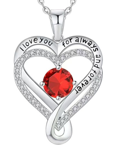 Infinity Love Heart Birthstone Necklace Womens Anniversary Jewelry For Birthday 1