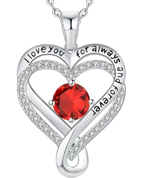 Infinity Love Heart Birthstone Necklace Womens Anniversary Jewelry For Birthday 1