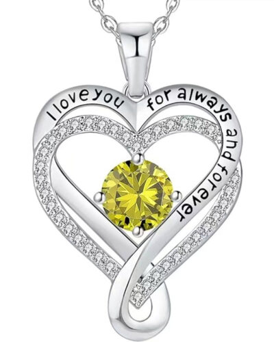 Infinity Love Heart Birthstone Necklace Womens Anniversary Jewelry For Birthday 10