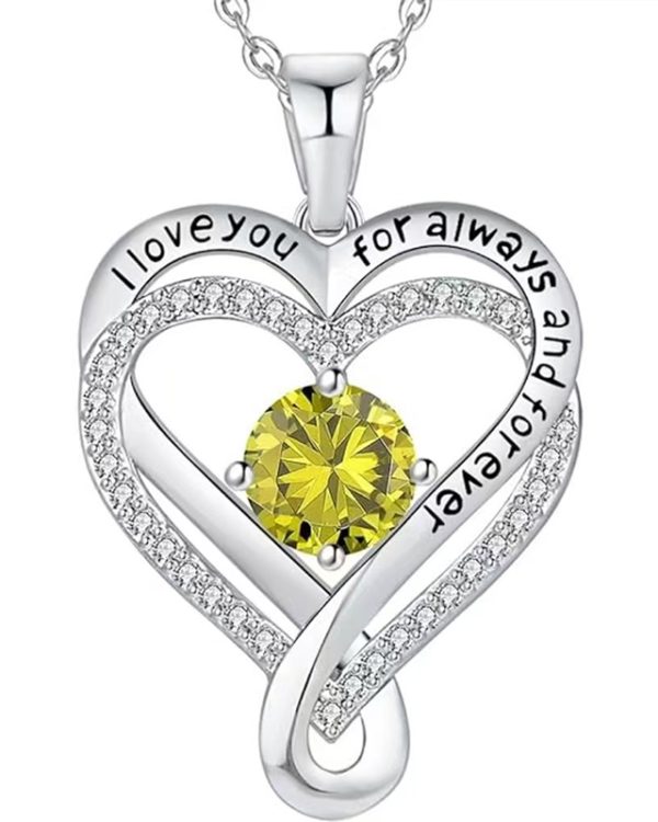 Infinity Love Heart Birthstone Necklace Womens Anniversary Jewelry For Birthday 10