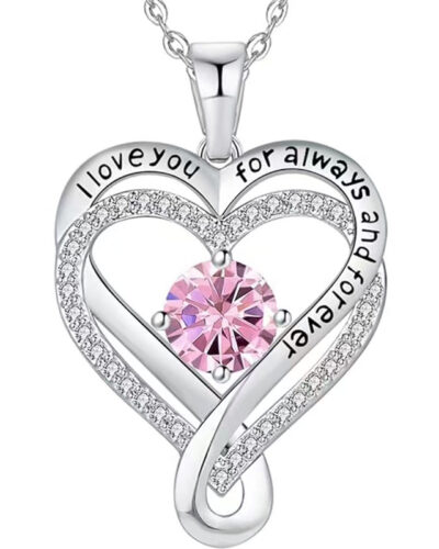 Infinity Love Heart Birthstone Necklace Womens Anniversary Jewelry For Birthday 11