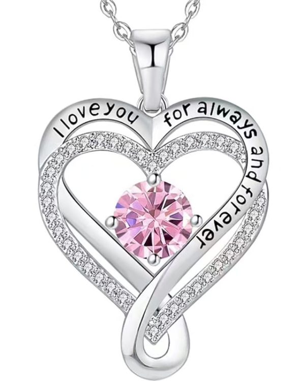 Infinity Love Heart Birthstone Necklace Womens Anniversary Jewelry For Birthday 11