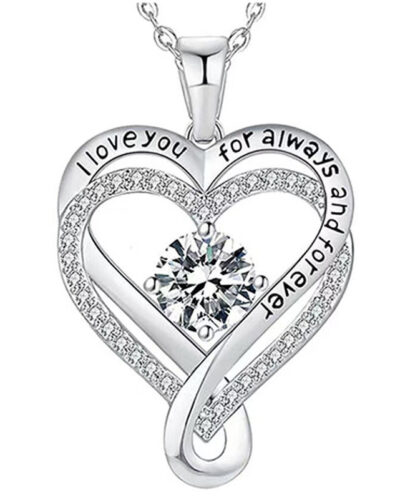 Infinity Love Heart Birthstone Necklace Womens Anniversary Jewelry For Birthday 12