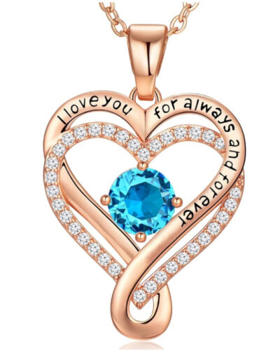 Infinity Love Heart Birthstone Necklace Womens Anniversary Jewelry For Birthday 13