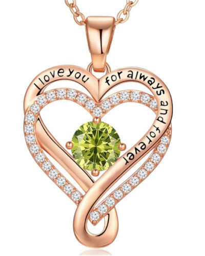 Infinity Love Heart Birthstone Necklace Womens Anniversary Jewelry For Birthday 16