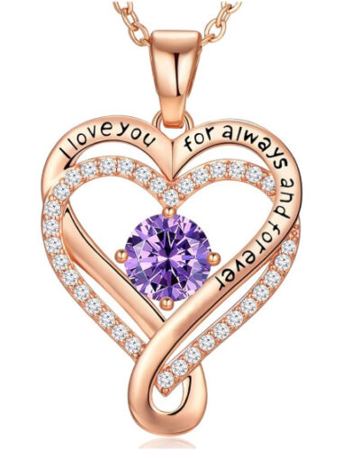 Infinity Love Heart Birthstone Necklace Women's Anniversary Jewelry For Birthday