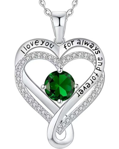 Infinity Love Heart Birthstone Necklace Womens Anniversary Jewelry For Birthday 2