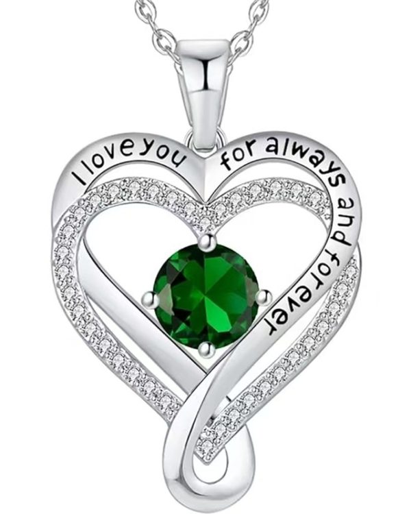 Infinity Love Heart Birthstone Necklace Womens Anniversary Jewelry For Birthday 2