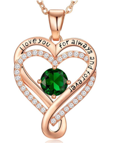 Infinity Love Heart Birthstone Necklace Womens Anniversary Jewelry For Birthday 21